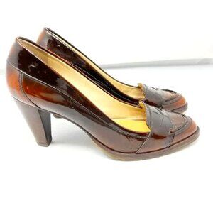 Cole Haan Nike Air Ombre Bronze Patent Leather  Penny Loafer Stacked Heels 9.5